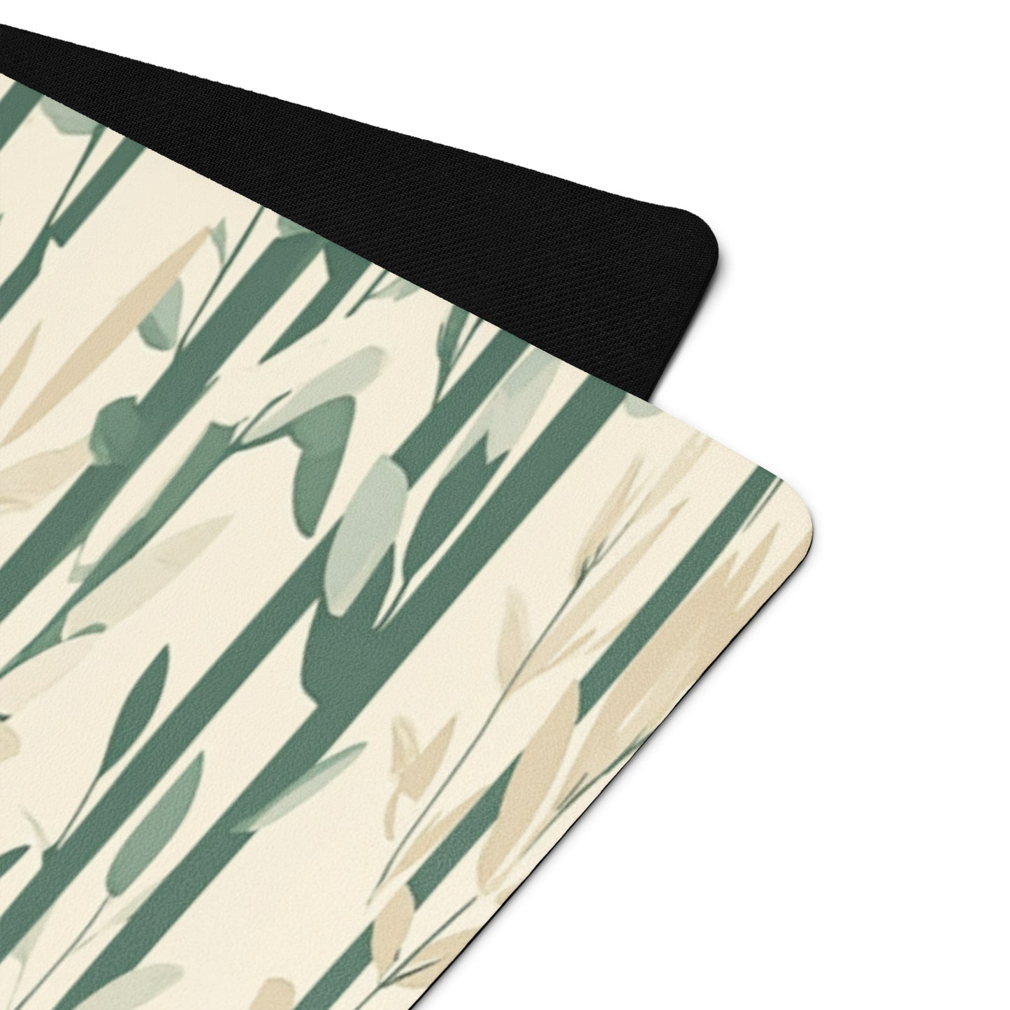 Detailed View of Bamboo-Patterned Yoga Mat with Textured Back