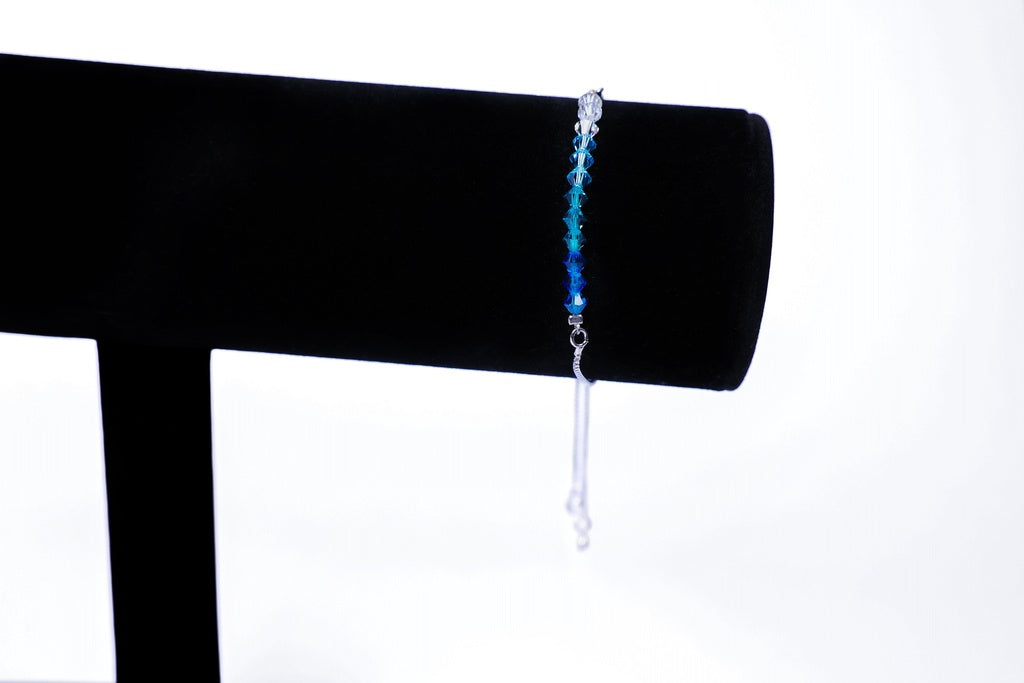 Crystal Beads | Silver Adjustable Chain Bracelet | Handmade