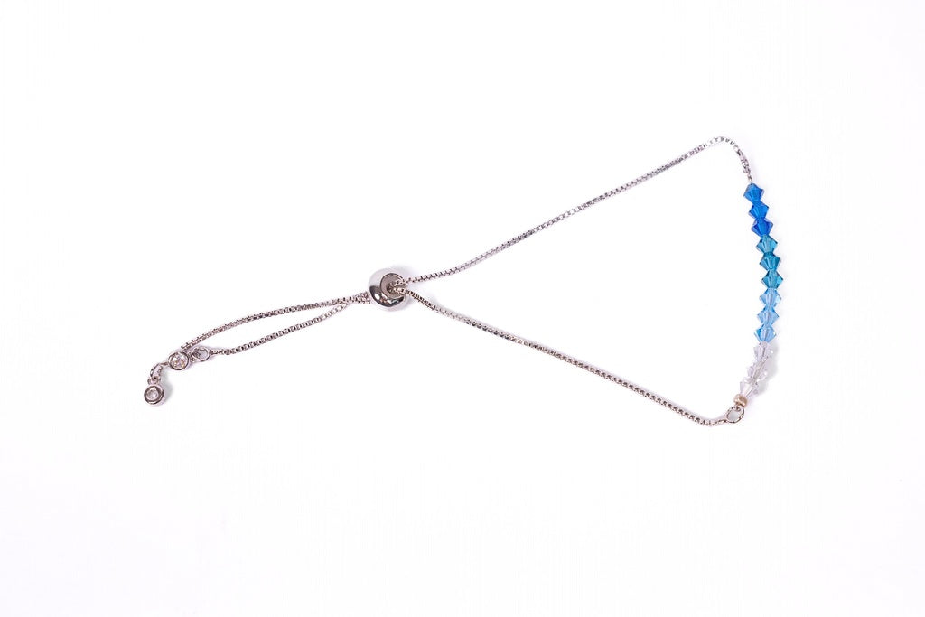 Crystal Beads | Silver Adjustable Chain Bracelet | Handmade