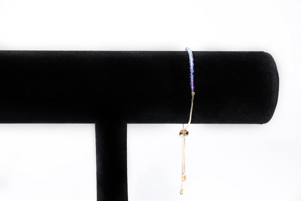 Handmade Ombre Fluorite Beads |18k Gold Plating | Adjustable Bracelet