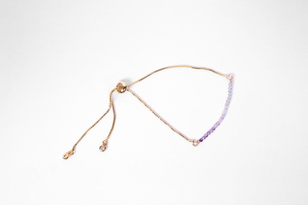 Handmade Ombre Fluorite Beads |18k Gold Plating | Adjustable Bracelet