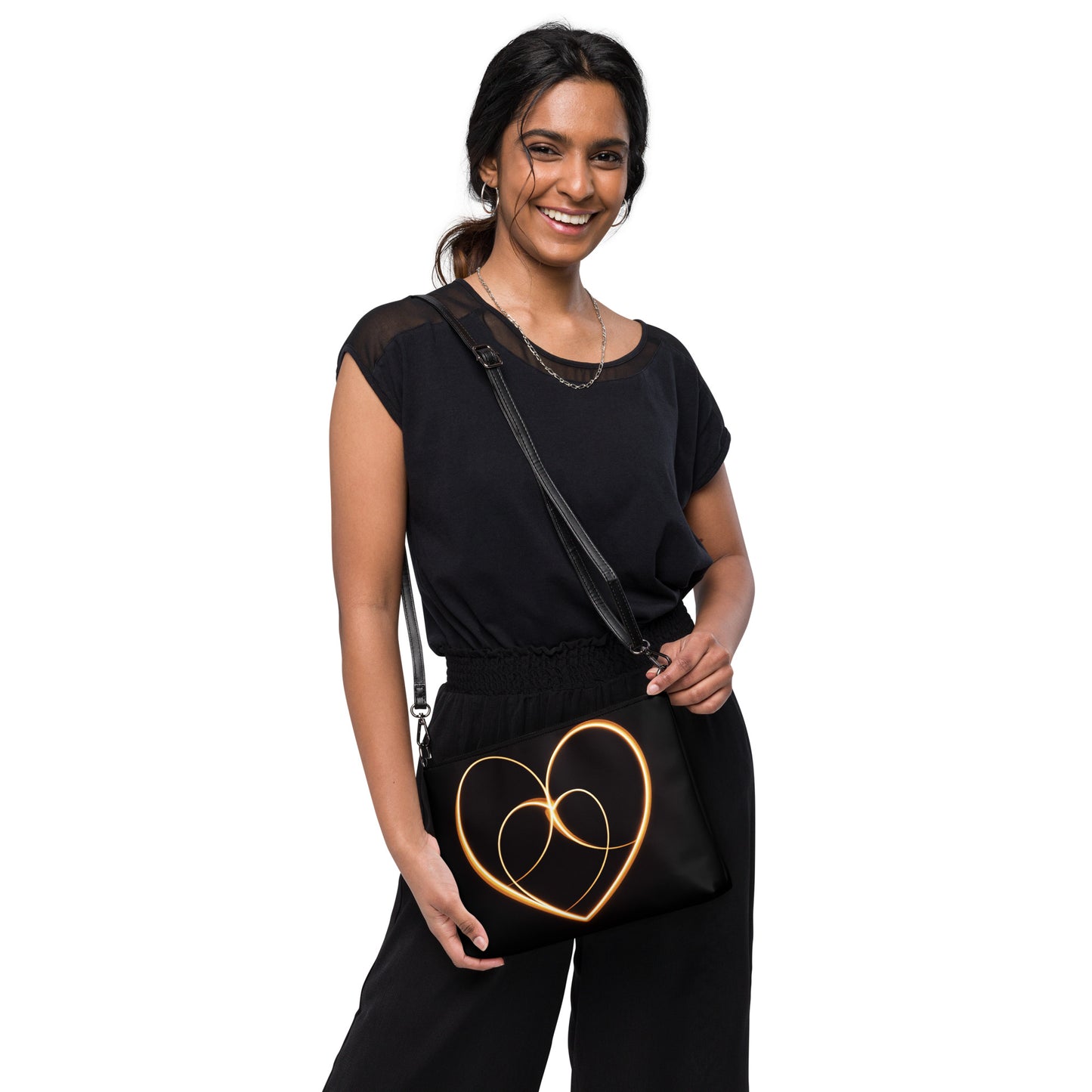 Golden Heart Crossbody Bag | Classic & Elegant Design