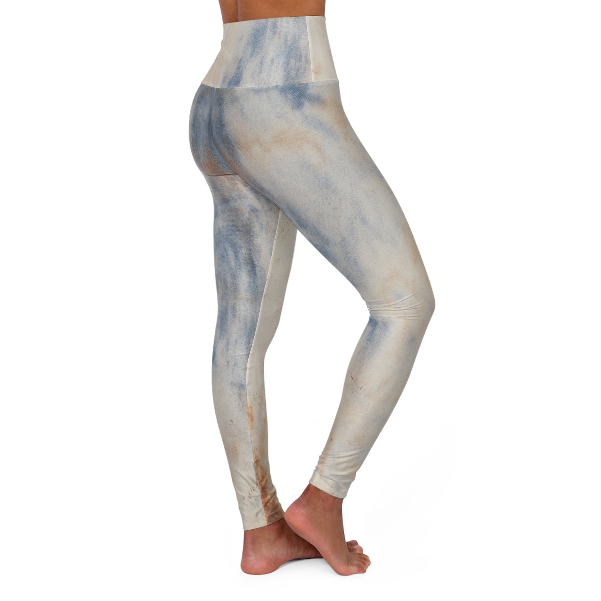 Alternative side view of distressed vintage high-waisted leggings.