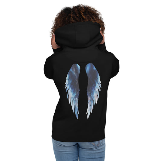 Embrace celestial style with the Galaxy Wings Hoodie in black, featuring a stunning cosmic wing design. Perfect for comfort and standout looks