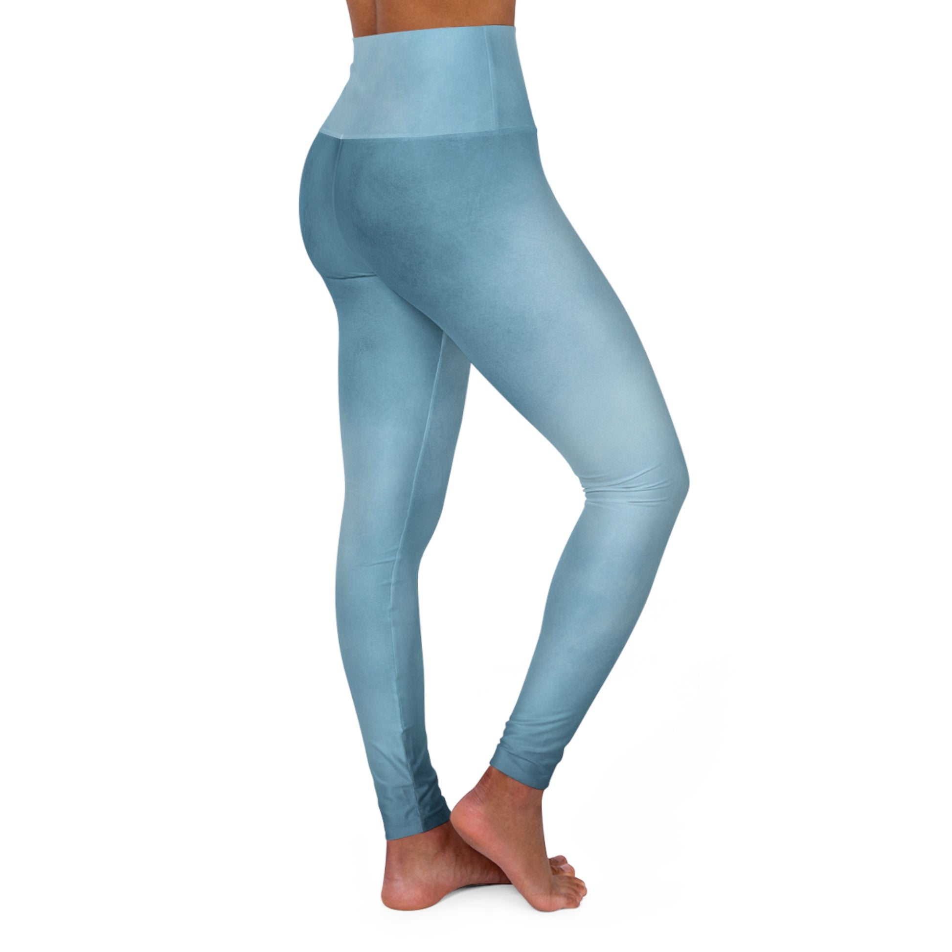 High-Waisted Blue Gradient Leggings - Side View