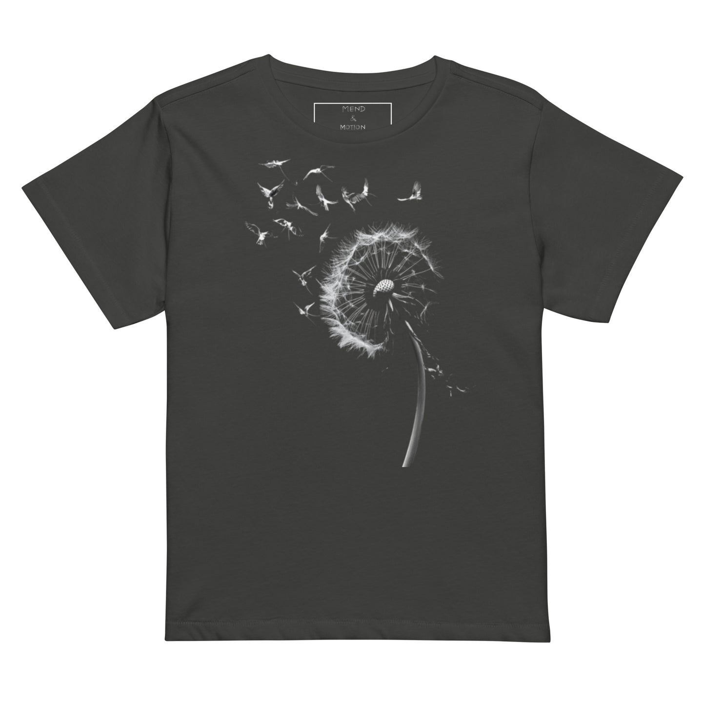 A vintage black tee with a detailed dandelion and bird illustration. Soft, stylish, and perfect for an effortless look.