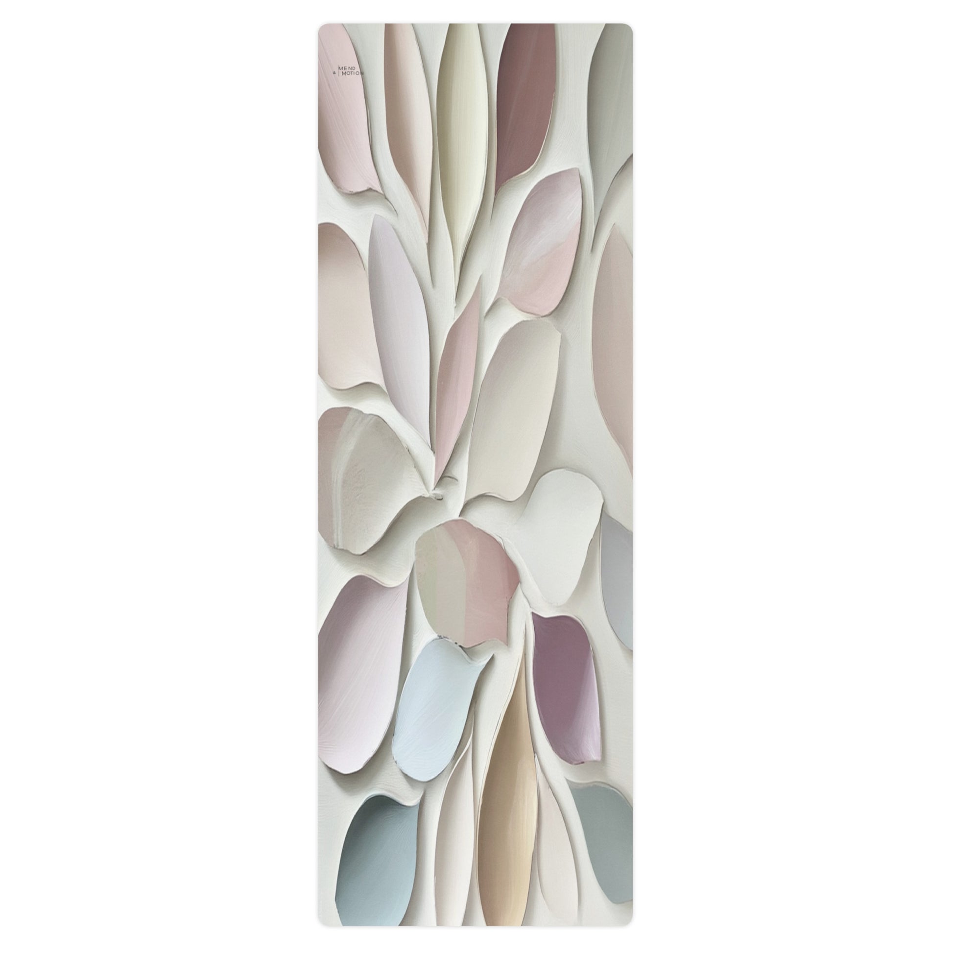 Elegant yoga mat with a pastel petal design, perfect for adding tranquility to your practice. Dimensions: 24" x 68